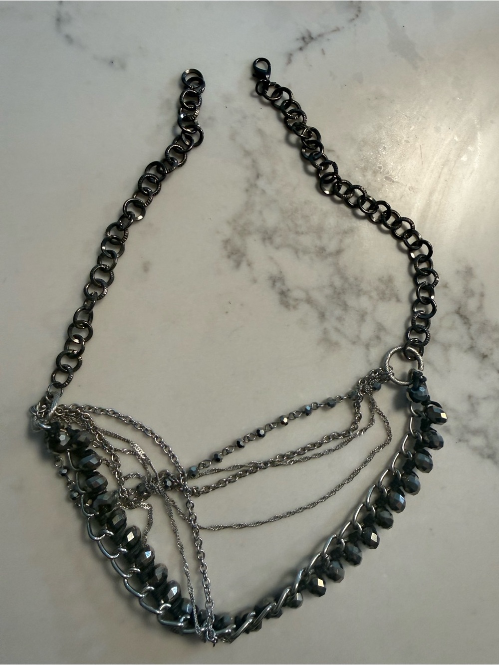 Women’s Multi-Strand Hematite Chain Necklace - Unbranded